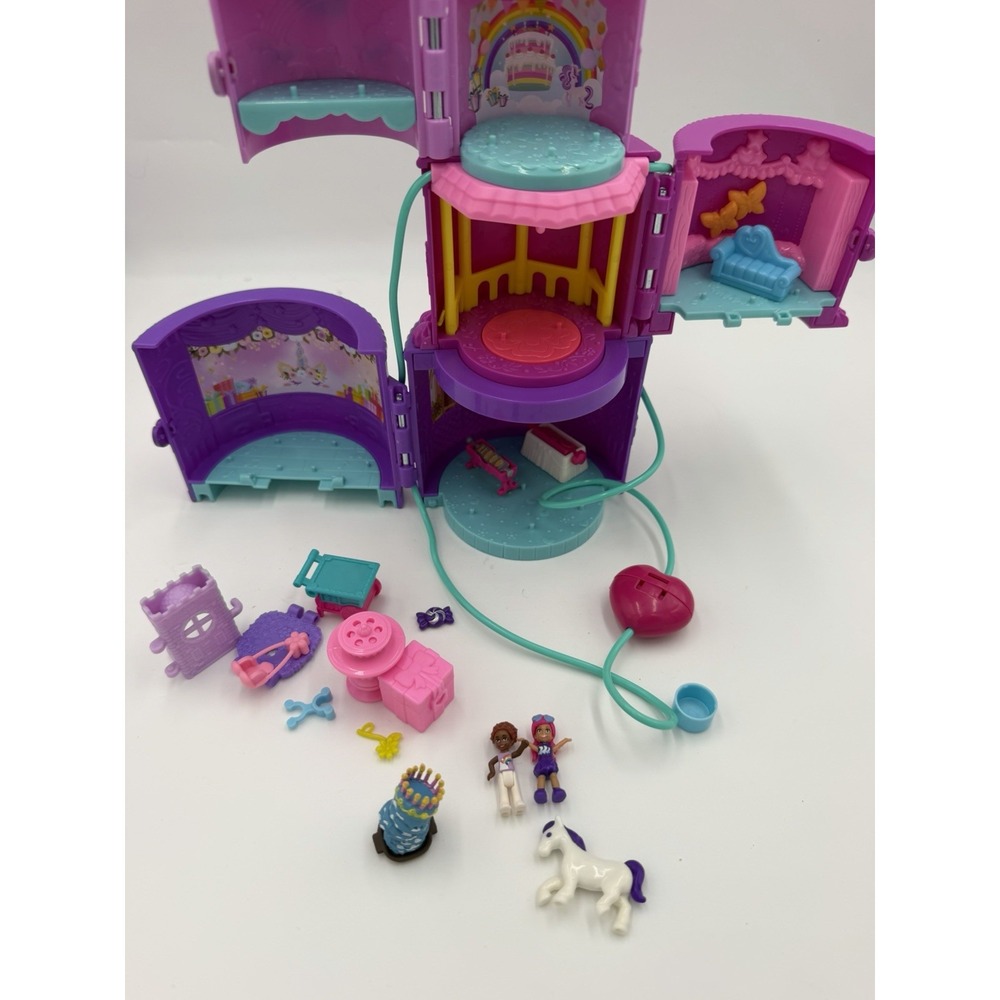 Polly Pocket Unicorn Birthday Party Compact Playset 2 Dolls Unicorn - Picture 8 of 8
